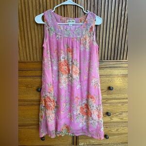 Vintage Floral Bedazzled Dress Womens Size Medium